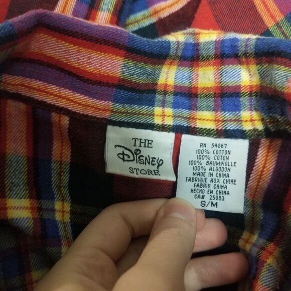The Disney Store Mickey Mouse Plaid Soft Flannel Sleep Night Button Shirt Sm - Picture 5 of 6